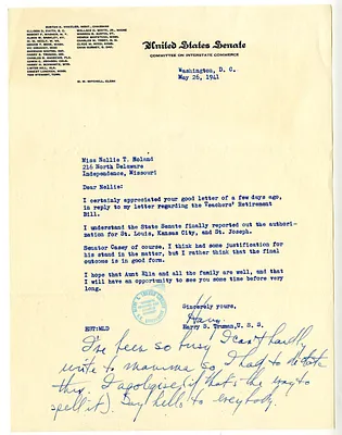 Letter from Harry S. Truman to Nellie Noland