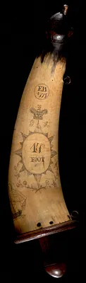 Powder horn with map of Boston and Charlestown, 1777