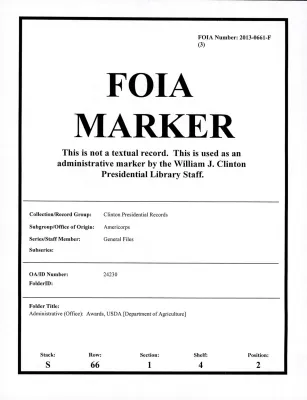 Administrative (Office): Awards, USDA [Department of Agriculture]