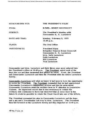 February 5, 1973 - Nixon, Coast Guard Aide A.R. Larzelere