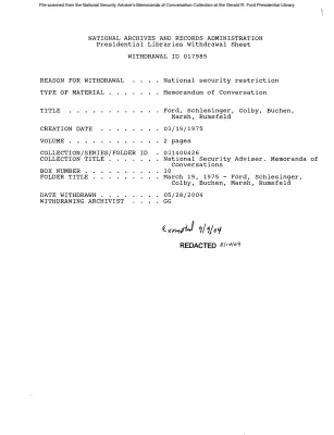 March 19, 1975 - Ford, Schlesinger, Colby, Buchen, Marsh, Rumsfeld