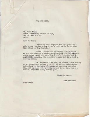 Letters Sent to James Ewing, May 13, 1931