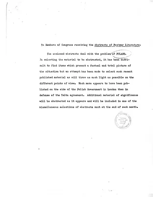 Memorandum, Abstracts on Postwar Literature on Poland