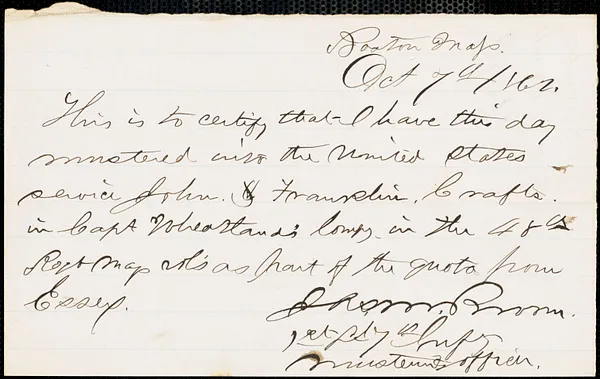 Civil War enlistment paper