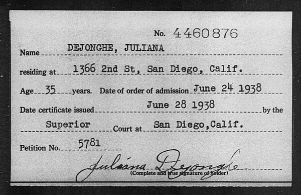 Dejonghe, Juliana - 1938