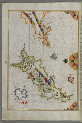 Map of the Island of Cos Off the Anatolian Coast