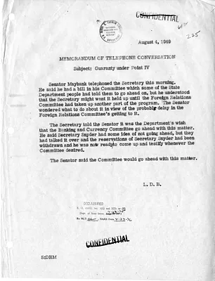 Memorandum of Telephone Conversation with Secretary of State Dean Acheson and Senator Burnet Maybank