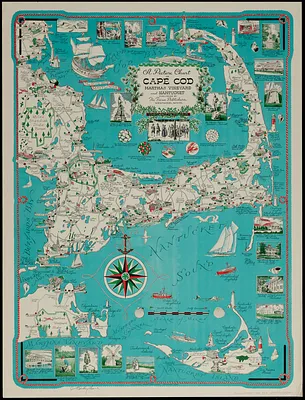 A picture chart of Cape Cod, Martha's Vineyard and Nantucket