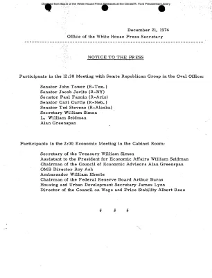 Participants in Meeting with Senate Republican Group in Oval Office [Meeting Attendee List]