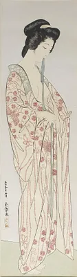 長襦袢の女 (Woman Dressing in a Long Undergarment)
