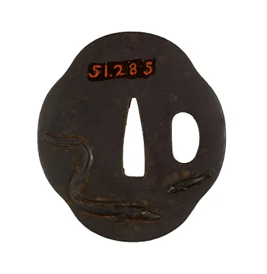 Tsuba with Sea Creatures: Eel, Flying Fish, Spiny Lobster, and Octopus