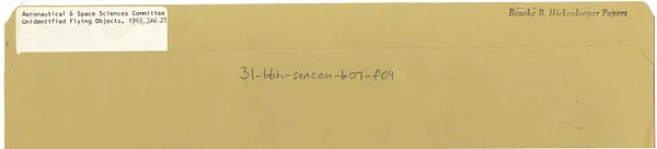 Aeronautical & Space Sciences Committee  -  Unidentified Flying Objects, Jan. 29, 1965