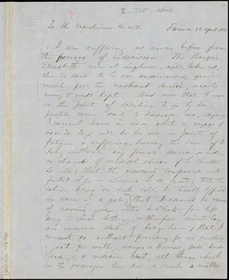 Margaret Fuller autograph letter signed to Marchesa Arconati Visconti, Florence, 12 April 1850