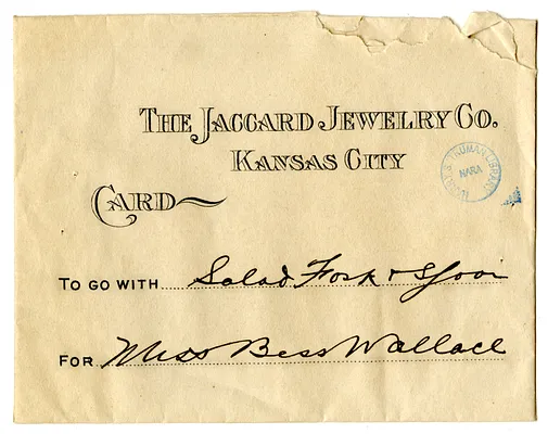 Wedding Gift Enclosure Envelope for Bess Wallace