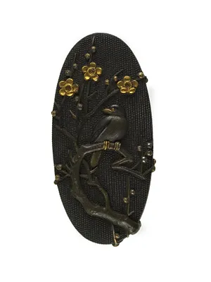 Kashira with a Bird on a Blossoming Plum Branch