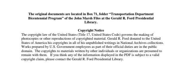 Transportation Department Bicentennial Program