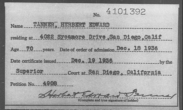 Tanner, Herbert Edward - 1936