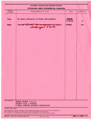 Memorandum Regarding Burma
