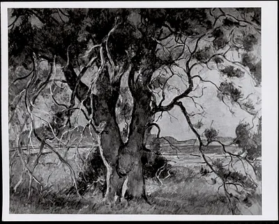 The big tree by W. Lester Stevens, acrylic on Masonite