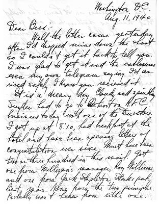 Letter from Harry S. Truman to Bess W. Truman