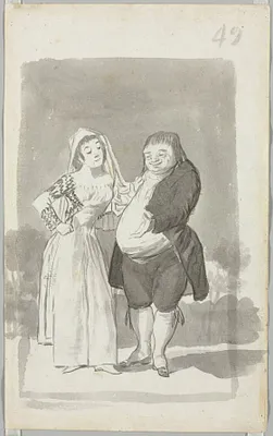 Prostitute Soliciting a Fat, Ugly Man, Folio 49 (recto)