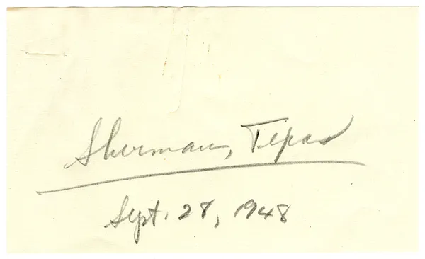 Press Release, Speech of President Harry S. Truman, Sherman, Texas
