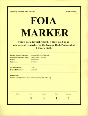 Sweden Trip Application and Correspondence [1978-1981] [1]