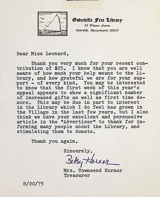 Letter to Miss Leonard