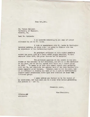 Letters Sent to Dr. Herman Schlundt, June 3, 1931