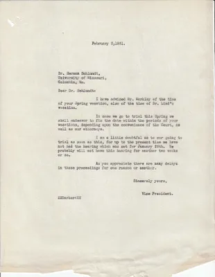 Letters Sent to Dr. Herman Schlundt, February 3, 1931