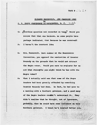 Press conference by Eleanor Roosevelt in Washington, D.C.