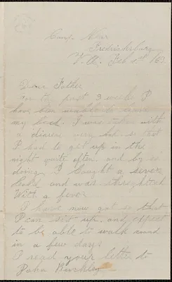 Letter from William Jubb, camp near Fredricksburg, V.A., to Thomas Jubb, February 1, 1863