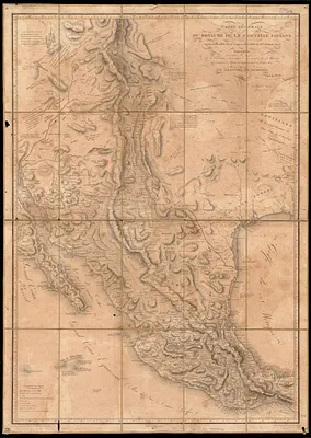 Carte générale du royaume de la Nouvelle Espagne depuis le parallèle de 16° jusqu'au parallèle de 38° (latitude nord)