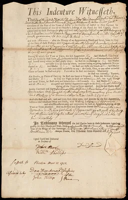 David Sibbald indentured to apprentice with David Stanwood of Brunswick, 24 March 1752