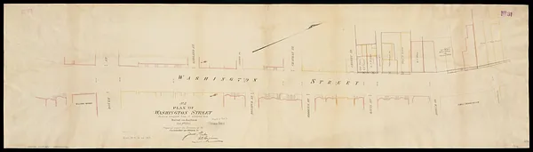Plan of Washington Street showing proposed lines of widening from Dover to Asylum