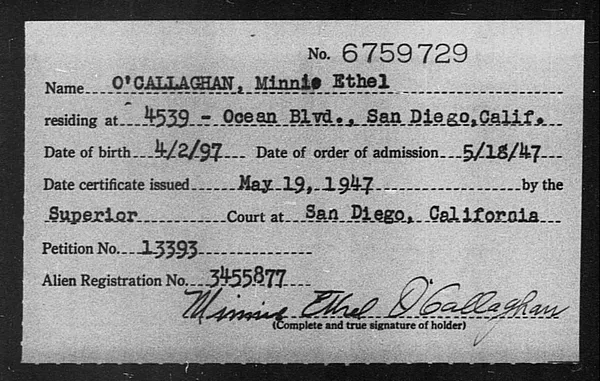 O'Callaghan, Minnie Ethel - 1947