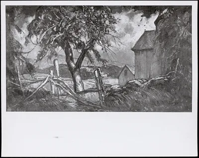 The rail fence by W. Lester Stevens, oil on canvas