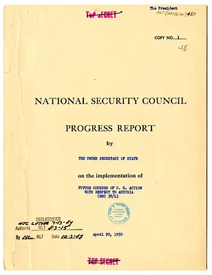 National Security Council Progress Report by the Under Secretary of State on the Implementation of Future Courses of United States Action with Respect to Austria (NSC 38/4)