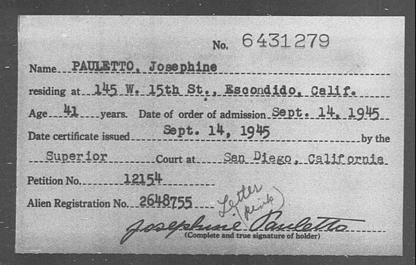 Pauletto, Josephine - 1945