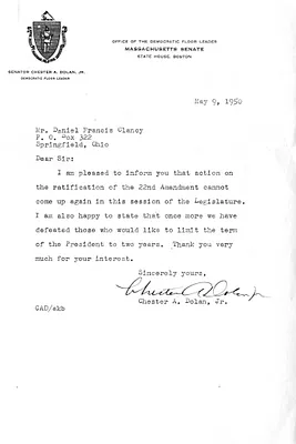 Letter from Chester Dolan to Daniel F. Clancy