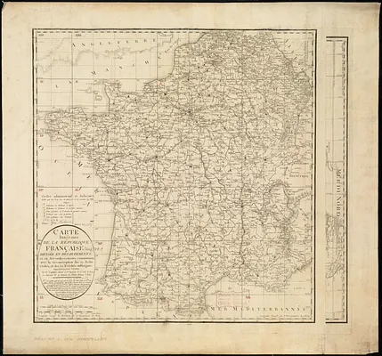 Carte itinéraire de la Républic Française divisée en departments et en arrondissements communaux