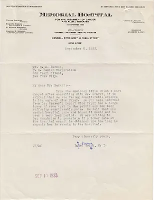 Letters Received to H.S. Barker [H.H. Barker], September 8, 1933