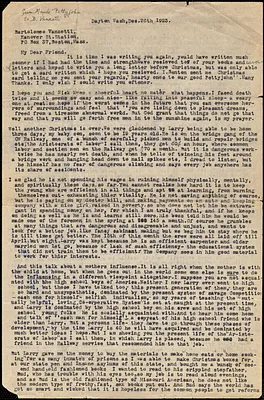 Maude Pettyjohn typed letter signed to Bartolomeo Vanzetti, Dayton, Wash., 26 December 1923