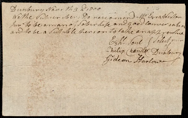 John McKenzie indentured to apprentice with Ezra Weston, Jr. of Doxborough, 6 December 1798