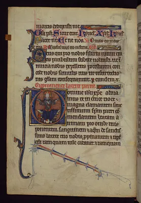 Initial ""D"" with Trinity (throne of mercy)
