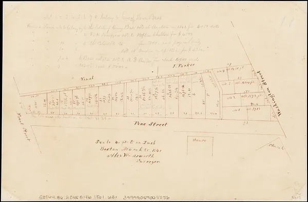 [Plan of lots on Pine Street, Boston, between Washington and Front Streets]