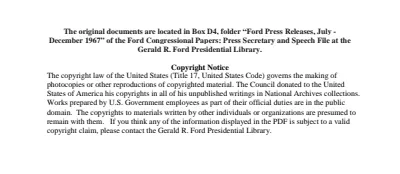 Ford Press Releases, July - December 1967