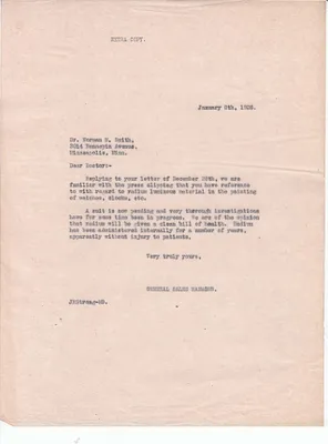 Letters Sent to Dr. Norman M. Smith, January 8, 1926