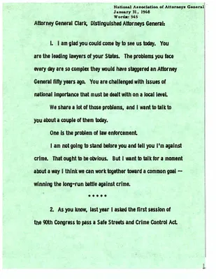 1/31/1968 President's Remarks to National Association of Attorneys General