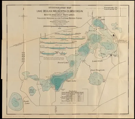Hydrographic map of Lake Beulah, Walworth Co., Wisconsin, together with Booth and East Troy Lakes